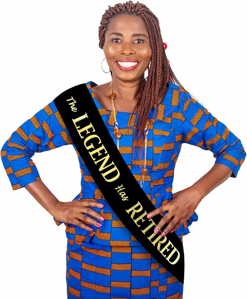 The Legend Has Retired Sash – Elegant Black and Gold Foil Legendary Sash for Both Women and Men & a Large Gold Safety Pin. Perfect for Retirement Parties