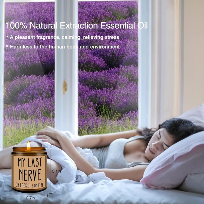 Homsolver Birthday Gifts for Women, Funny Friendship Gift for Best Friend - My Last Nerve Lavender Candle - Unique Birthday Gifts for Women, Her, Mom, BFF, Sister