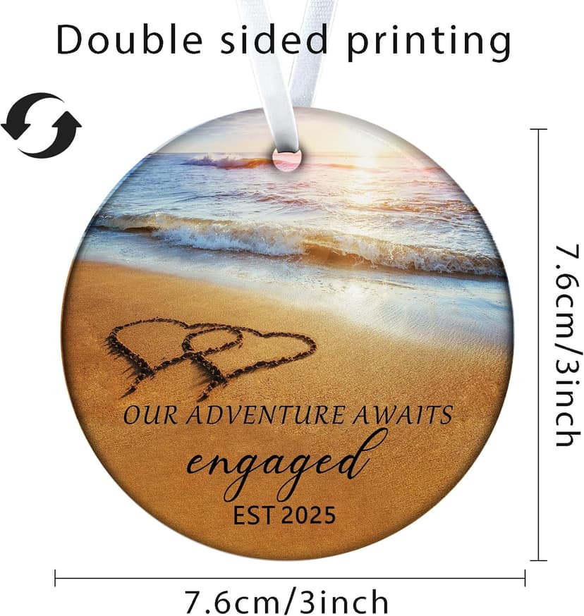 Wedding Gifts Engagement Gifts for Couples 2025 First Christmas Engaged Ornament 2025 Just Engaged Bachelorette Gift Happy Engagement Gift for Newly Engageds Couples Bride to be Her Women Fiance(1)