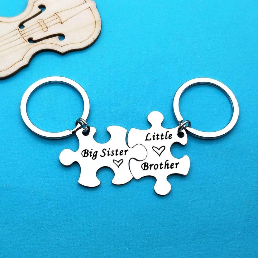 Sister Brother Keychain Set Brother and Sister Gifts for Little Brother Big Sister Keychain Set for Little Brother Gifts from Big Sister Christmas Birthday Gifts Family Gifts for Sister Brother