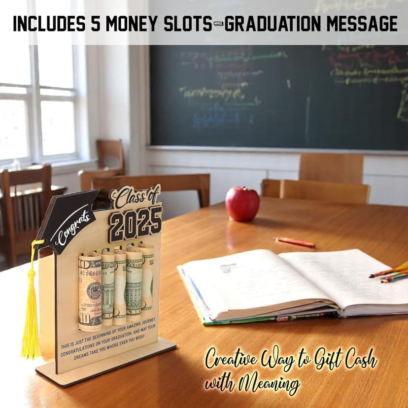 Congrats Graduation Money Holder 2025, Wooden Graduation Money Cash, Class of 2025 Graduation Gifts for Her, Him, Senior College University Graduates Gifts
