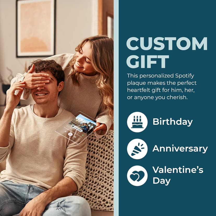 Personalized Spotify Plaque - Upload Your Own Photo and Song - Custom Gift for Girlfriend or Boyfriend