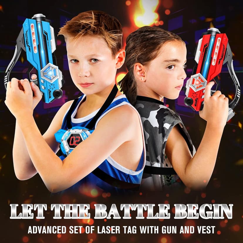 IJO Laser Tag Guns Set of 2 Laser Tag with Digital LED Score Display Vests for Teens, Family and Adults Fun,Birthday Gift Toys for Kids Ages 6 7 8 9 10 11 12+Year Old Boy & Girls