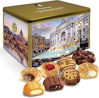 Matilde Vicenzi Roma Cookie Gift Tin - Italian Pastries & Cookies in Individually Wrapped Trays - Bakery Dessert Gifts For Birthdays, Thank You, Get Well and Every Special Occassion - Puff Pastry, Assorted Cookies in Italian Design Gift Tin 32.5oz (920g)
