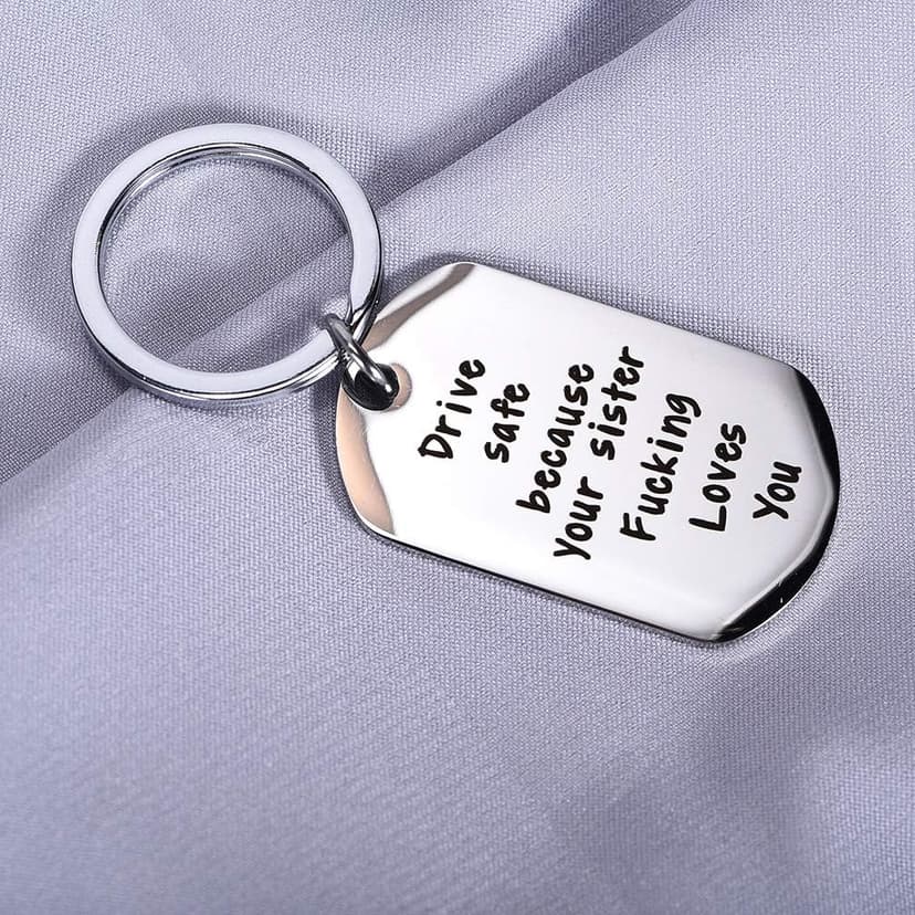 CINDYHE Drive Safe I Love You Keychain for Brother Sister Best friend Keychain Gift