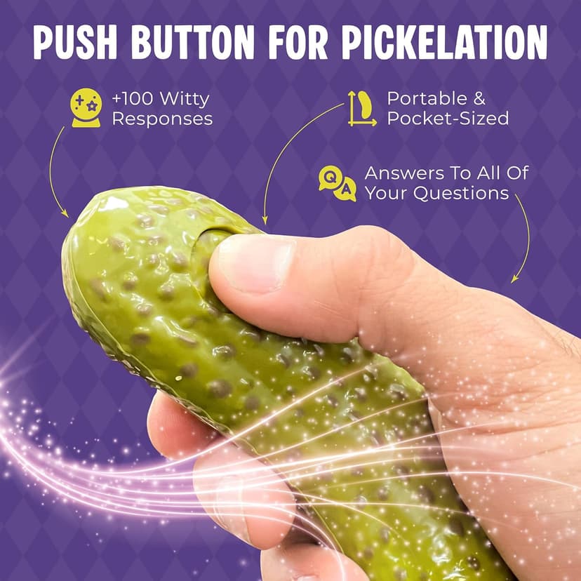 Mystic Pickle - Magic Fortune Teller with +100 Witty Responses - Unveiling The Briny Secrets of The Universe - Endless Entertainment with Friends, Family, Classroom Students - Best Novelty Gag Gift!