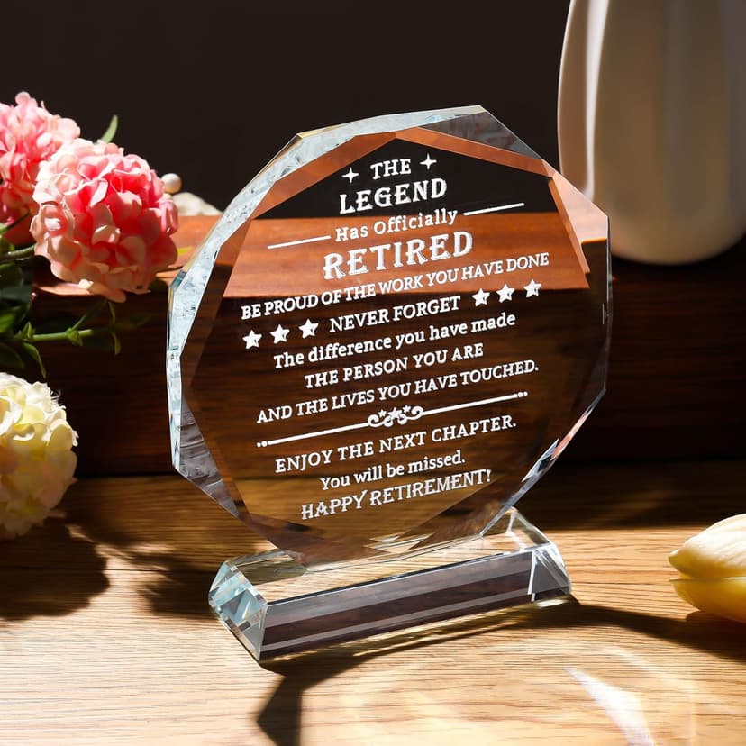 Movdyka Retirement Gifts for Men Women 2025 Happy Retire Present Decorations Crystal Plaque Keepsakes Best Retirement Gift Ideas for Boss Coworker Retired Teacher Doctor Friends Mom
