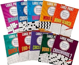 Large Print Merriam-Webster Puzzles 10 Booklet Set (Brain Games Large Print)