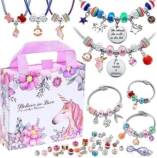 COO&KOO Girls Charm Bracelet Making Kit: Unicorn Jewelry Making Kit Gifts Crafts for Girl 8-12 A Perfect Girls Toy for Ages 6 7 8 9 10 Girl That Imagination Self-Expression and Inspires Creativity