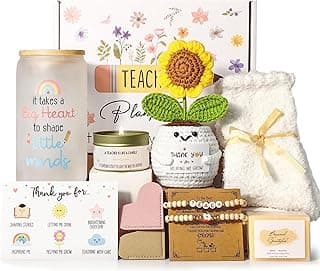 Teacher Gifts for Women, Teacher Appreciation Gift, Teacher Christmas Gifts, Thank You Gift for Teachers Bulk basket Back to School End of Year for Christmas Thanksgiving with 16oz Glass Cup