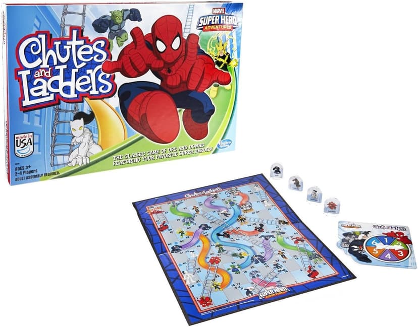 Hasbro Gaming Chutes and Ladders: Marvel Spider-Man Edition Board Game for Kids 2-4 Players, Preschool Games, Ages 3 and Up (Amazon Exclusive)