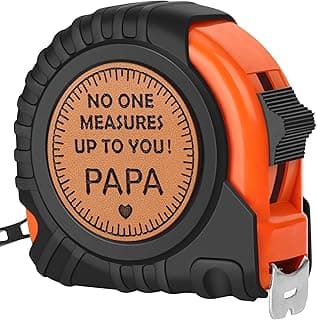 Gifts for Grandpa Papa Birthday Christmas Papa Gifts from Grandkids, Xmas Grandfather Gifts from Granddaughter Grandson, Grandparents Day Gift, Genuine Leather Engraved 25 FT Tape Measure Useful Tools