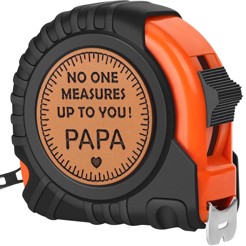 Gifts for Grandpa Papa Birthday Christmas Papa Gifts from Grandkids, Xmas Grandfather Gifts from Granddaughter Grandson, Grandparents Day Gift, Genuine Leather Engraved 25 FT Tape Measure Useful Tools