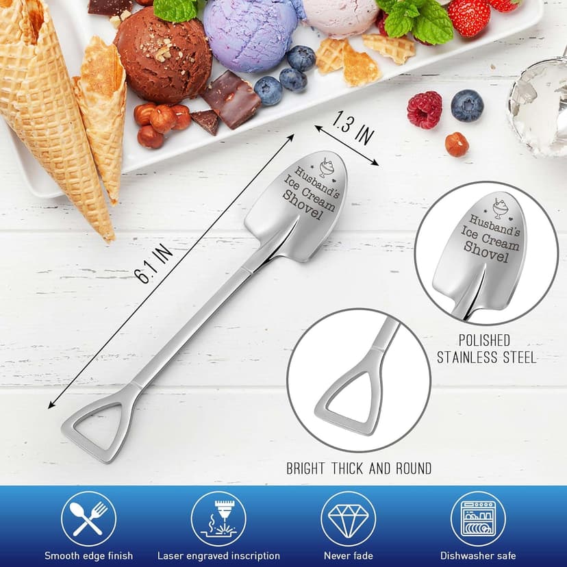Fathers Day Husband Gifts from Wife - Funny Father's Day for Him Dad Daddy Grandpa Boyfriend Anniversary Birthday Gifts for Men, To My Husband Lover I Love You Gift Husband's Ice Cream Shovel