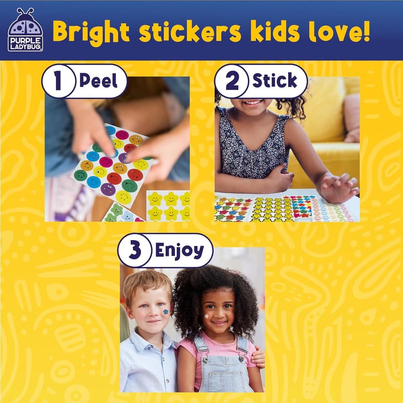 PURPLE LADYBUG Teacher Stickers for Students - 4960 Reward Stickers for Kids Classroom Supplies, Teacher Must-Haves for Classroom Reward Charts, Star, Back to School Gift