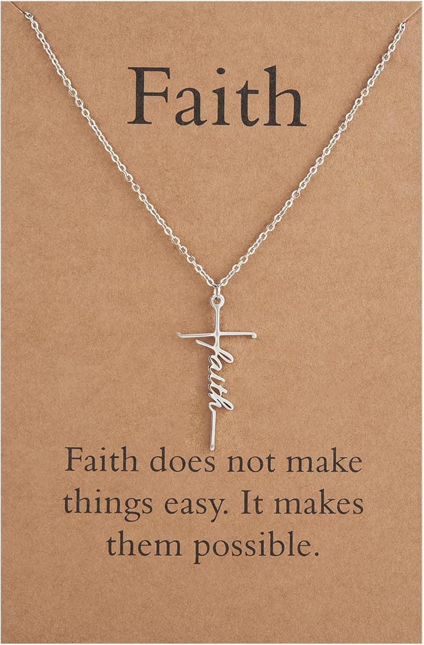Lcherry Faith Cross Pendant Necklace for Women Religious Christian Jewelry Mother's Day Gifts for Women