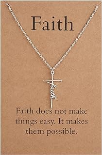 Lcherry Faith Cross Pendant Necklace for Women Religious Christian Jewelry Mother's Day Gifts for Women