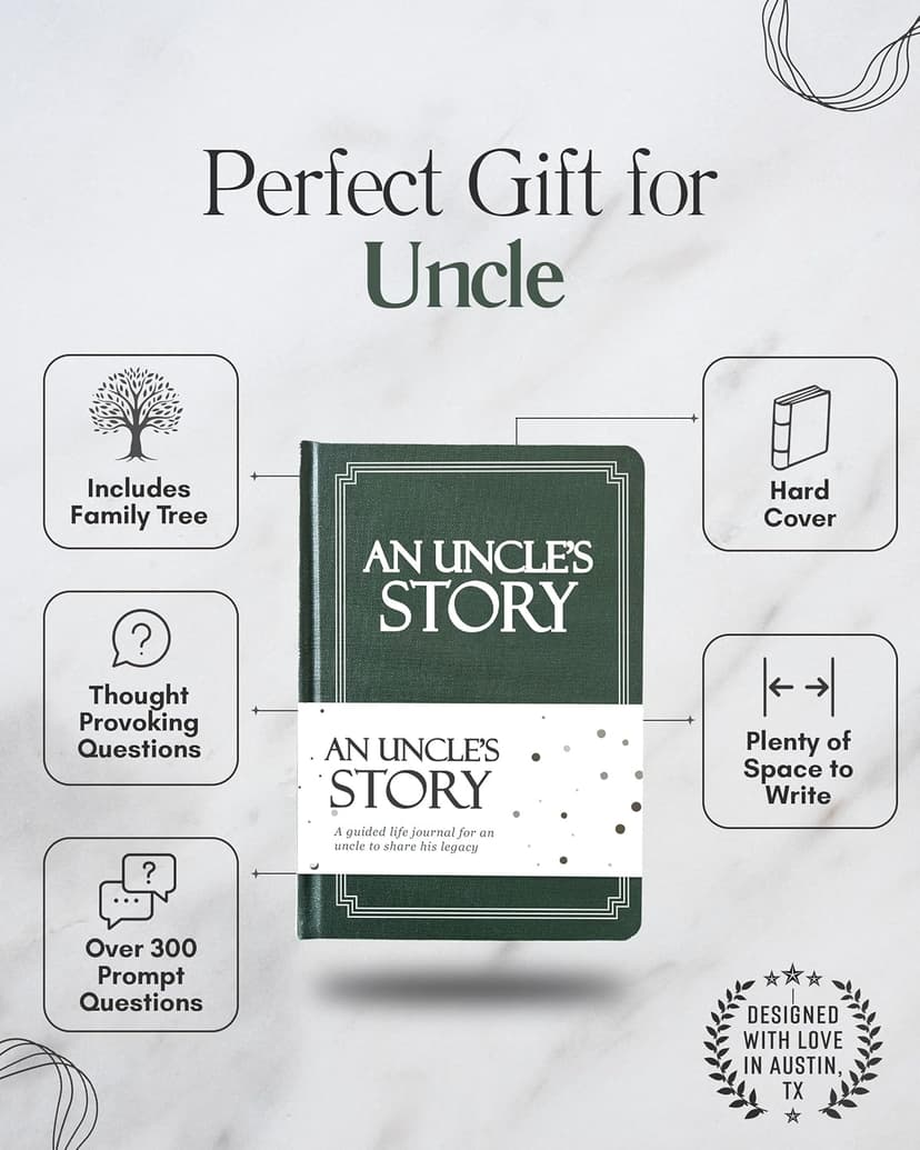 Uncle's Life Story Journal (Hardcover): A Meaningful Keepsake for Uncle to Share His Journey and Memories, Book Includes 250+ Prompt Questions, Sentimental Gifts for Father's Day, Birthday & Christmas