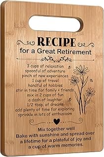 Retirement Gifts for Women 2025, Retired Cutting Board Gifts, Coworker Leaving Gifts for Women, Going Away Gifts for Coworker Boss Lady Leader Colleague Friends-Recipe for a Great Retirement