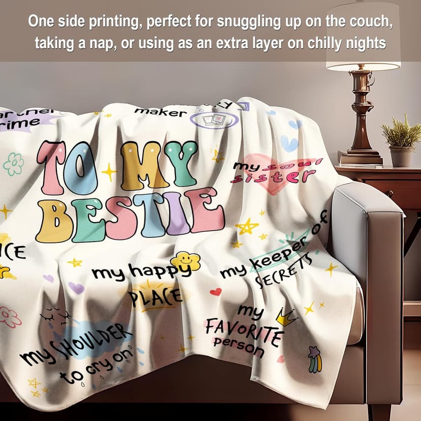 Best Friend Birthday Gifts for Women, Best Friends Blanket, Bestie Gift for Women, Friendship Gifts for Woman, Bestie Birthday Gift for Woman Friendship, Yellow Throw Blanket 60”x50” Inches