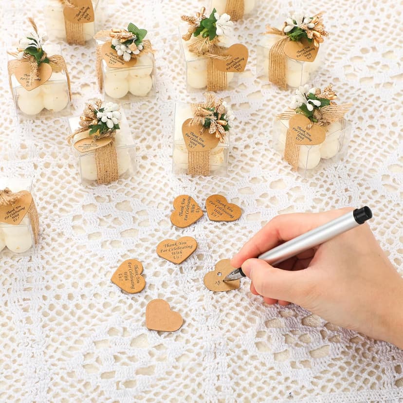 MTLEE 30 Sets Mini Bubble Candles Wedding Favors Gifts for Guests 1.57" x 1.38" Bubble Candles with Cards Dried Flowers DIY Gift Set for Baptism Party Bridal Shower Thank You Gifts (Gold Foil)