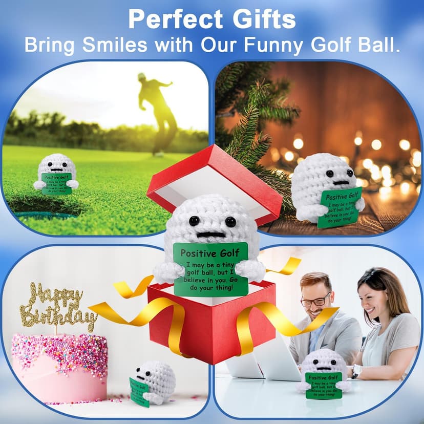 AICase Golf Gifts Accessories Funny Positive Golf Ball Crochet Gag Gift Ideas, Emotional Support Nuggets for Men Women Golfers Tournament Dad Mom Fathers Day Christmas Easter Birthday Stuff