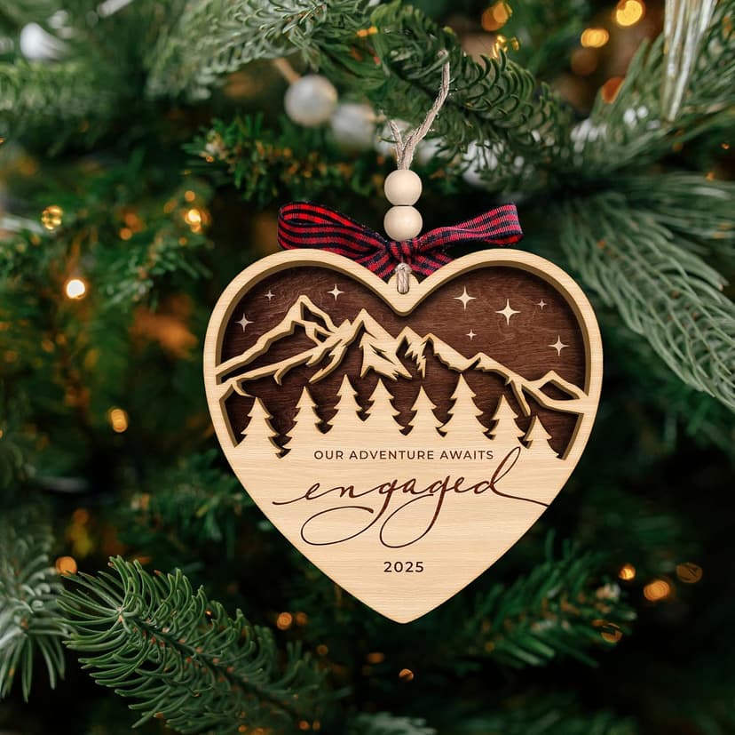 Engagement Gifts for Couples - Gifts for Newly Engaged Couples - Engagement Gift for Her, Bride to Be, Couple - Just Engaged Gift for Friends, Women, Fiance - Wood Christmas Ornament 2025
