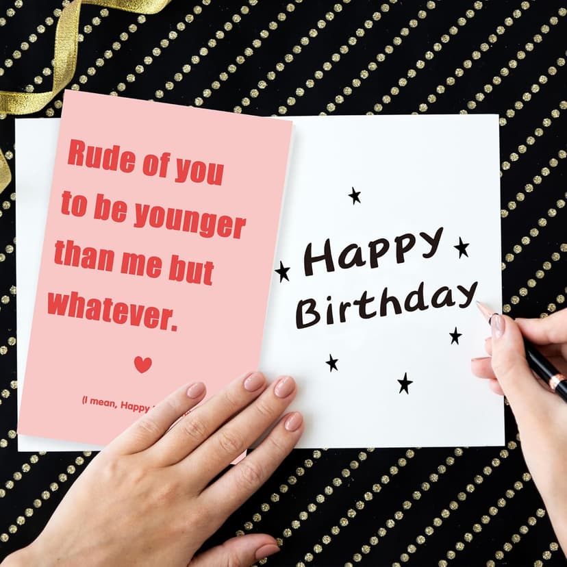 Funny Birthday Card & Gifts for Friend Sister Bestie, Humorous Birthday Card for Husband Wife, Cute Birthday Card for Men Women, Younger Than Me But Whatever