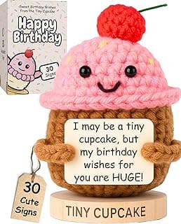 Happy Birthday Gift for Women - Tiny Cupcake With 30 Sweet Birthday Cards | Funny Gift Idea for Women for 16th, 21 Year Old, 30th Birthdays | Cute Bday Party Decor for Friends, Teens, Daughter, Sister