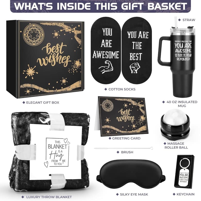 Gift Basket for Men - Best Birthday Gifts Box, Anniversary Gift Set, Boyfriend Gift Kit, Get Well Soon Baskets, Self Care Package, Unique Ideas Present for Him Dad Brother Husband Boy Friend Man