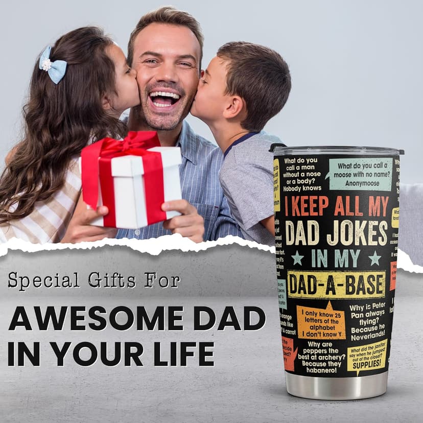 Funny Gift For Dad - Stainless Steel Tumbler 20oz - Dad Joke Gifts - Father Gift From Daughter, Son, Wife for Birthday, Fathers Day - Christmas Gifts For Men, Uncle, Brother