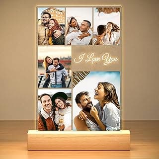 Personalized Anniversary Couple Gifts for Him & Her, Custom Picture Frames with Photo, Personalized Photo Frame with Night Light, Personalized Birthday Gifts for Women & Men