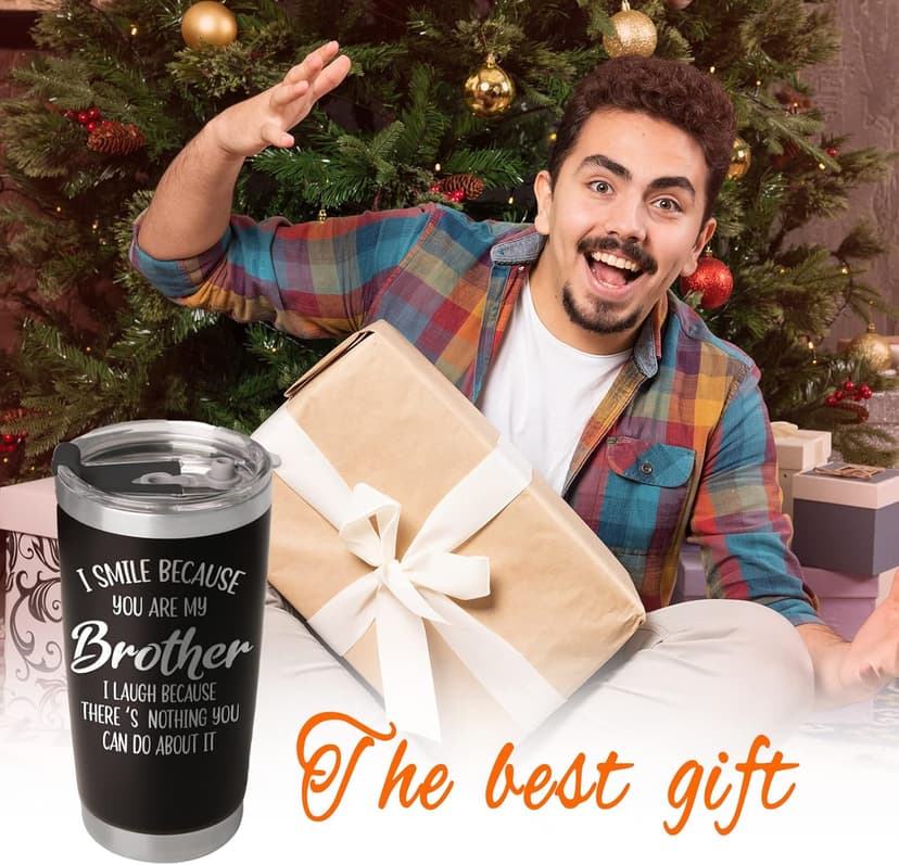Brother Gifts - Christmas, Birthday, Father's Day Tumbler Coffee Cup from Sister