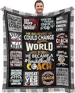 Basketball Coach Gifts for Men Throw Blanket 60 x 50 Inch, Gifts for Basketball Coach