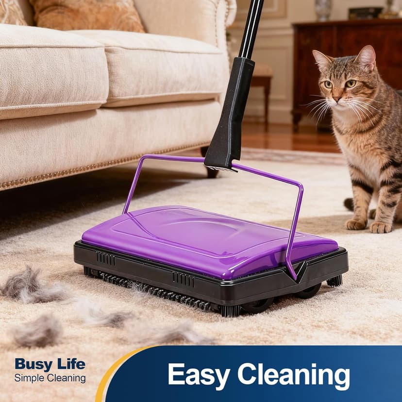 Yocada Carpet Sweeper Cleaner for Home Office Low&Undercoat Carpets Rugs Pet Hair Dust Scraps Paper Small Rubbish Cleaning with a Brush