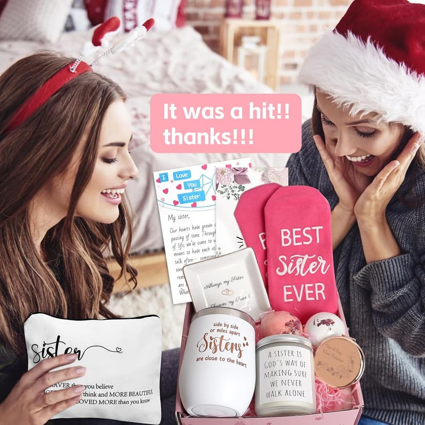 Sister Birthday Gifts, Sisters Gifts from Sister, 9PCS Unique Gift for Sisters Gift Baskets Ideas for Christmas, Birthday, Mothers Day, Valentines Day