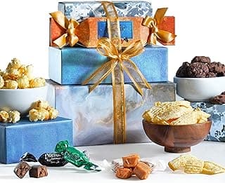 Broadway Basketeers Food Gift Baskets for Holiday Delivery, Men, Women, College Students - Gift With Chocolate Cookies, Popcorn & Candies - Birthday, Thank You, Sympathy or Get Well Christmas Gifts Box