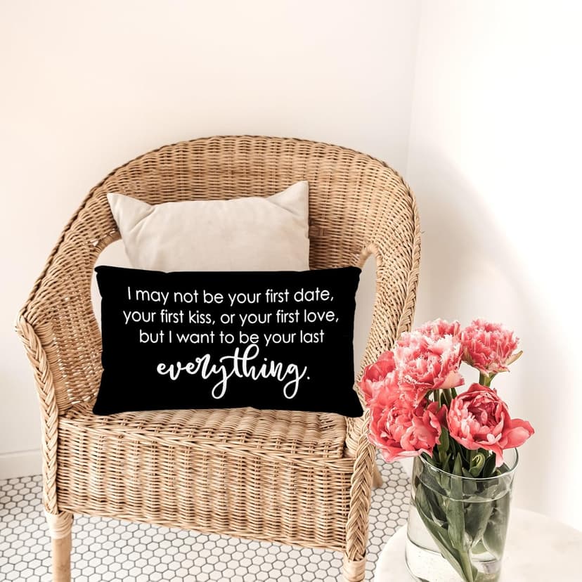 Sufamb Romantic Long Distance Relationship Gifts Reversible Throw Pillow Case Decor for Home Bedroom,12''x20'' Pillow case,Gift for Boyfriend,Husband,Anniversary,Wedding,Engagement Couples (Black-4)
