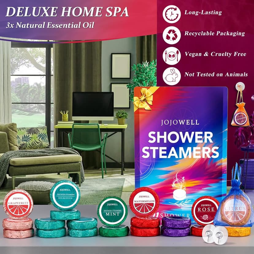 Shower Steamers Aromatherapy - 21Pcs Birthday Gifts for Women, Wife, Mom, Essential Oil, Nasal Relief, Self Care Home Spa Gifts for Woman, Elephant Christmas Gifts for Adults, Women, Teachers, Her