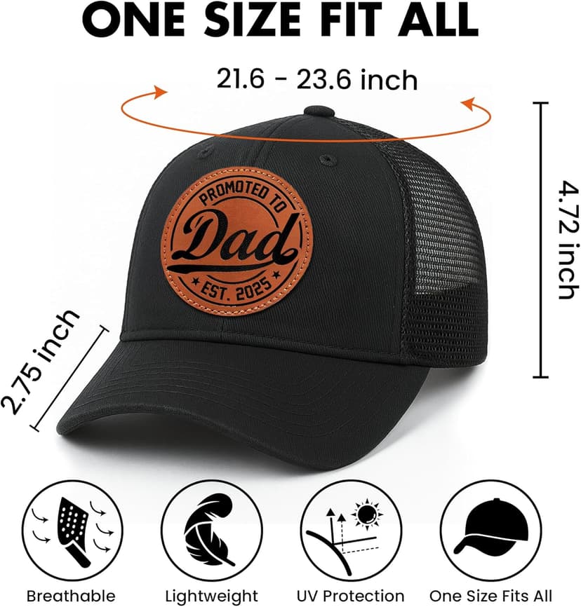 Dad Est 2025 Hat – First Time Dad Gifts Ideas - Meaningful Gifts for New dad on Christmas or His Birthday - Comfortable Baseball Cap Men Love with Premium Leather Patch Design