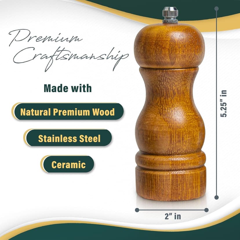 Gourmet Peppercorn Gift Set with Wooden Pepper Mill in Gift Box - 4 Variety (Green, Black, White, Medley). Unique Christmas Gifts for Dad Gifts Stocking Stuffers for Adults Mother Day Fathers Day