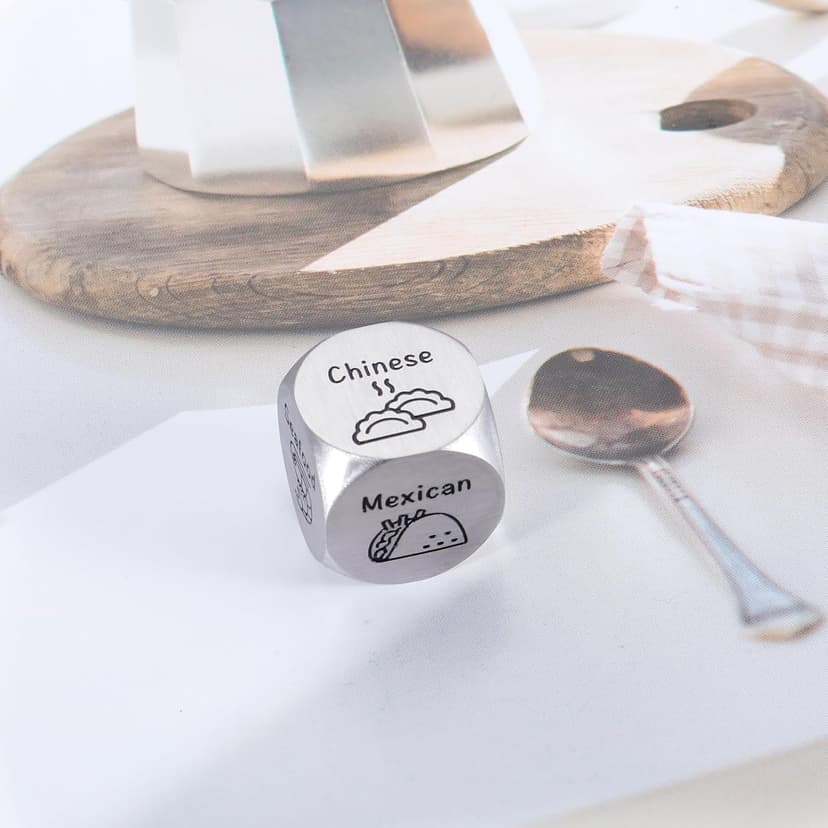 Anniversary Steel Gifts for Him Her Date Night Dice Gift for Boyfriend Girlfriend Wife Husband Couple Women Men Food Dice Decider Sweetest Day Birthday Wedding Valentines Christmas White Elephant