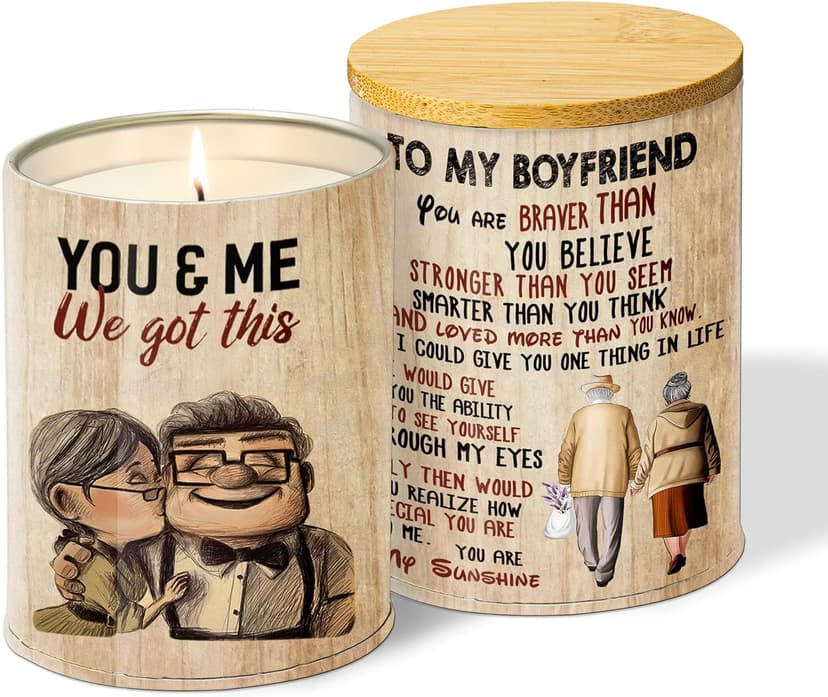 Lavender Candle - Personalized Gift for Boyfriend, Best for Birthday, Anniversary, Valentine's Day, Relaxing Stress Relief, 50 Hours Burn Time