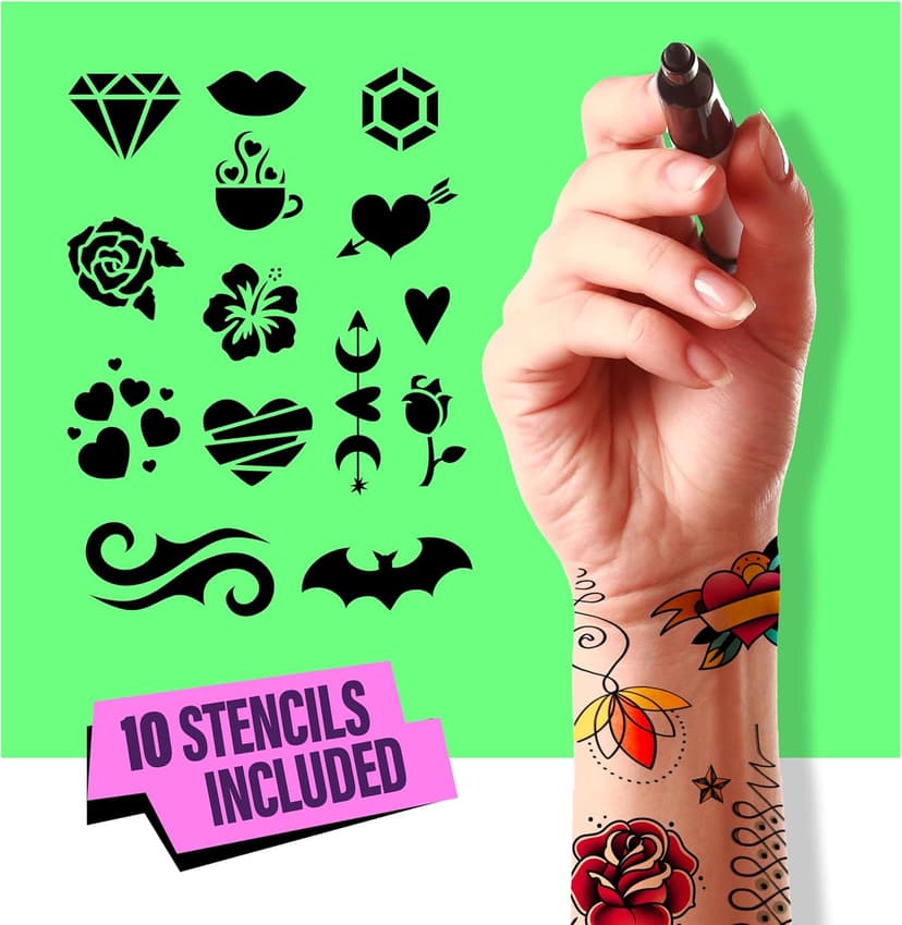 Pretty Me Temporary Tattoos Markers - Henna Body Tattoo Kit for Girls & Adults - Skin Pens for Teen Girl Gifts Trendy Stuff - 12 + Year Old - Cool Birthday Gift Ideas Teens 12 13 14 15 16 17 18 Tween
