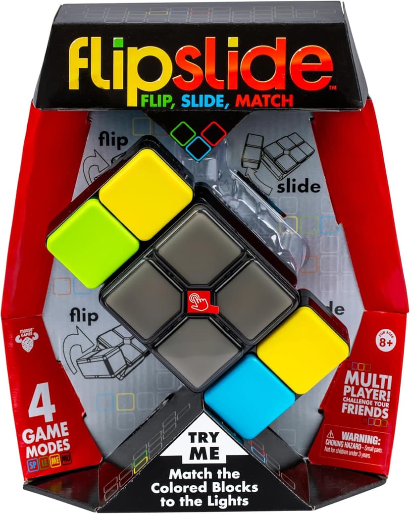Flipslide Game - Electronic Handheld Game | Addictive Multiplayer Puzzle Game of Skill | Flip, Slide & Match Colors to Beat the Clock | 4 Thrilling Game Modes | Ages 8+ | Includes Batteries
