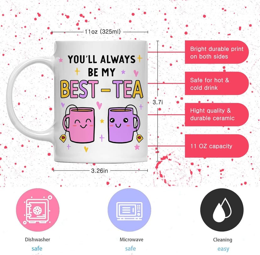 Gossby Friend Coffee Mug - BEST-TEA - Gifts for Best Friend Women - Christmas Friendship Gift for Female Friend - Best Friends Birthday Gift - Besties BFF Gifts - 11oz White Ceramic Cup