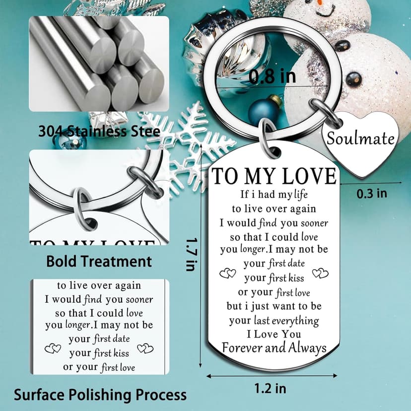 Soulmate Gifts for Him Her Boyfriend Husband Girlfriend Wife Soulmate To My Love Keychain Romantic Anniversary I Love You Gifts Birthday Anniversary Christmas Romantic Gift for Him Her