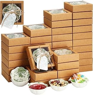 40 Pack Wedding Favors for Guests Small Ceramic Bowls Bulk Gifts Set 3.3 Inch Green Verdure Design Mini Dipping Bowl Sauce Dish with Cards Box for Party Shower Favor Souvenir