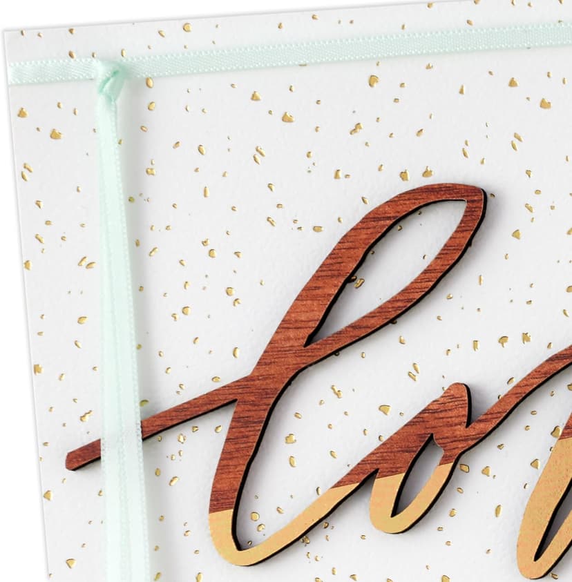 Hallmark Signature Anniversary Card (Gold and Woodgrain, Love You More) for Husband, Wife, Partner, Spouse