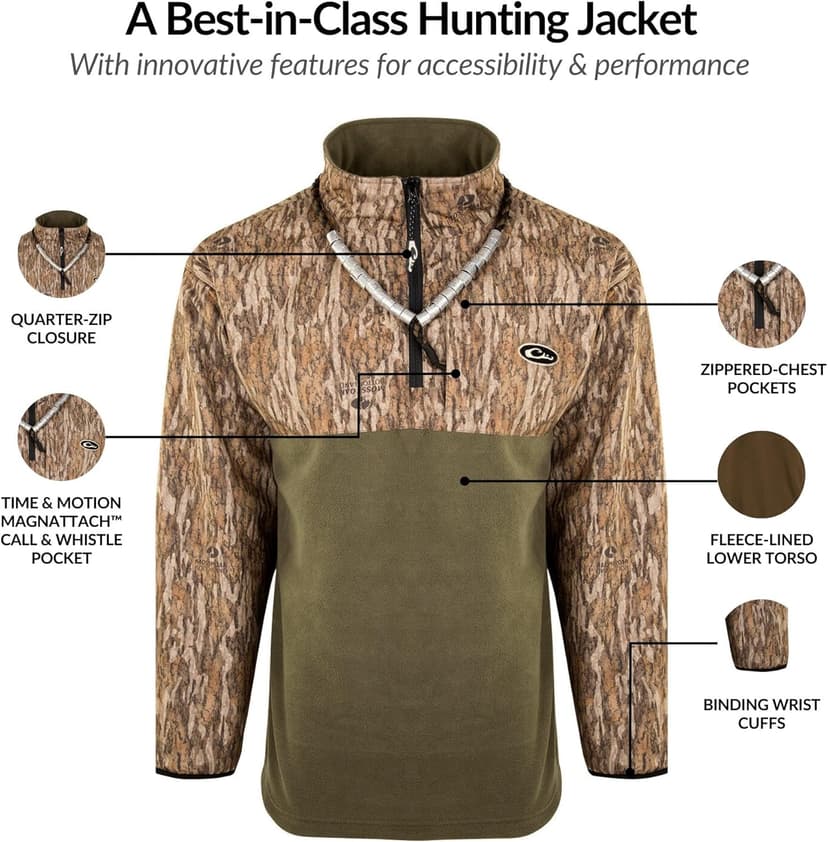 Drake Waterfowl Men's MST Quarter 1/4 Zip Refuge Eqwader Waterproof Windproof Breathable Resistant Outdoor Hunting Jacket